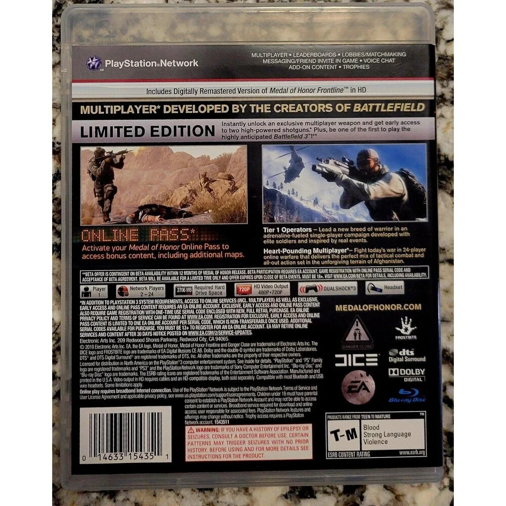Sony PlayStation 3 PS3:Medal of Honor Limited Edition,CIB,TESTED,FAST SHIPPING